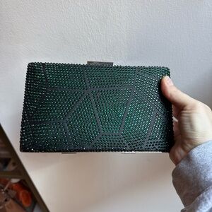Amazon Black and Green Studded Clutch